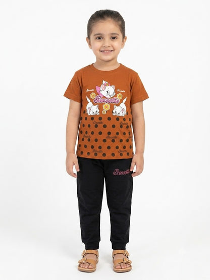 Kids Cotton T-Shirt Need Space Brown - Mini Champ