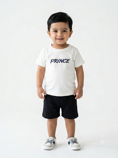 Kids T-Shirt & Short Set Magical  White & Black Short - Mini Charm