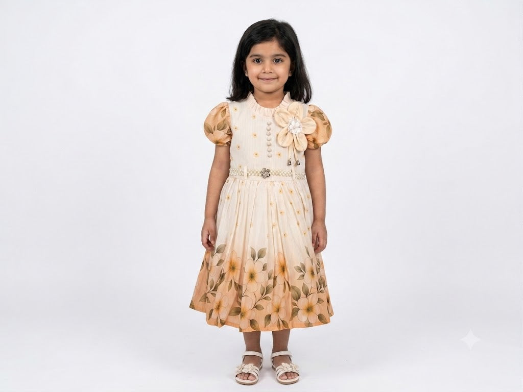 Girls Pech Floral Flower Frock-Mini Charm