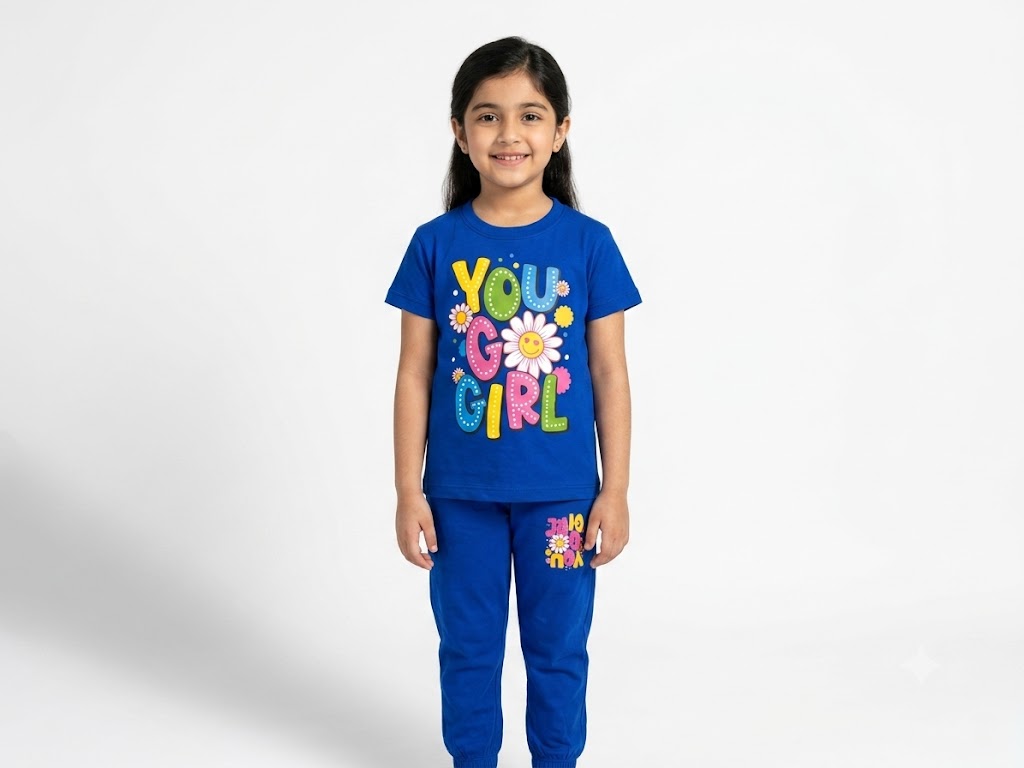 Kids Printed Cotton Pajama Set Hero Dark Blue - Mini Champ