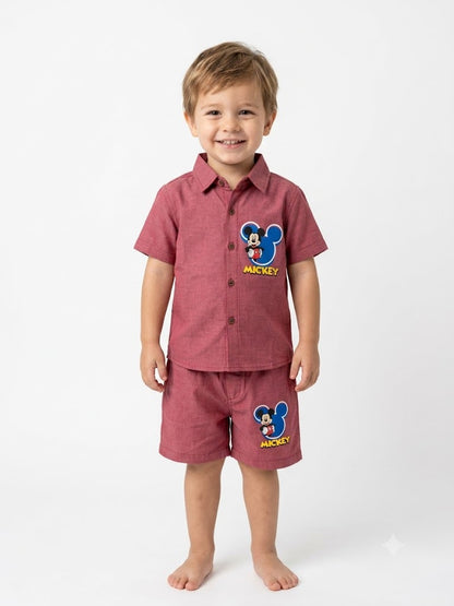 Kids T-Shirt & Short Set Printed Boy Redish - Sunshine