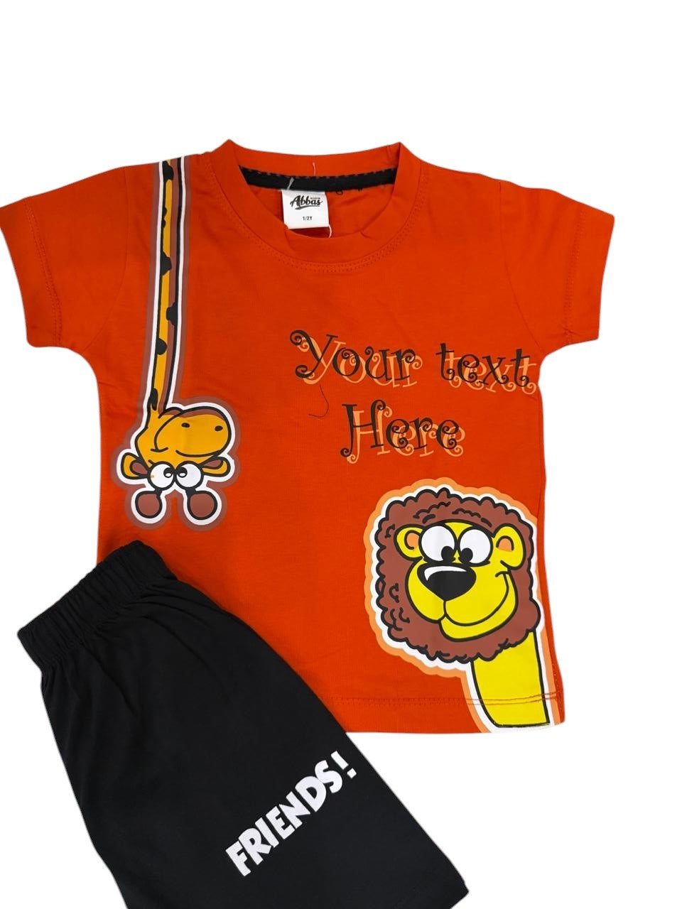 Kids T-Shirt & Short Set Printed  Lion Orange - Sunshine
