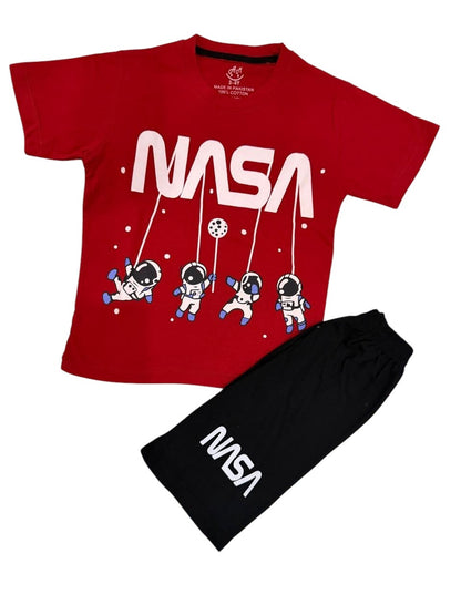 Kids T-Shirt & Short Set Wide Red & Black - Mini Charm