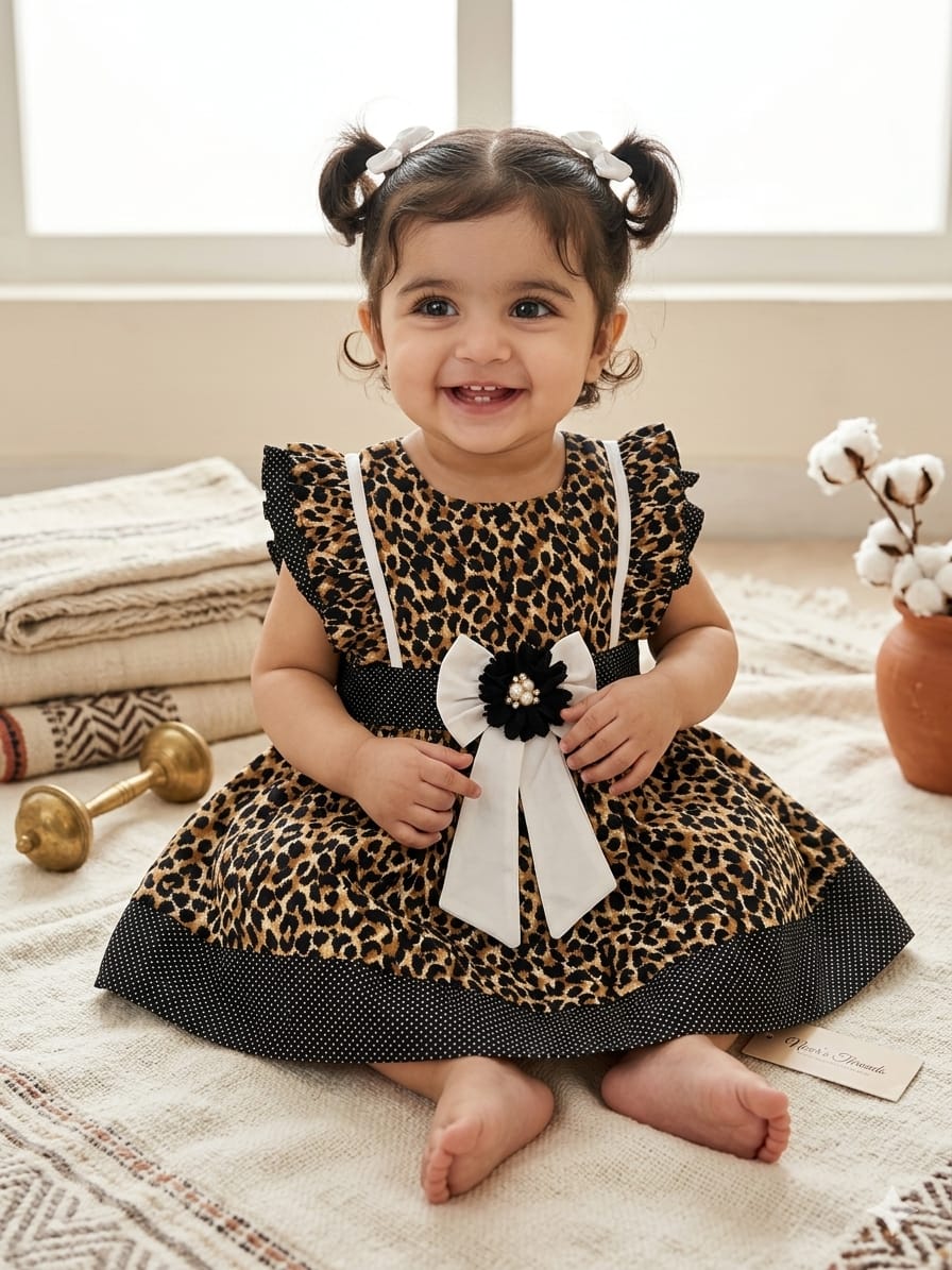 Baby Girl Black Cheetah Print Frock