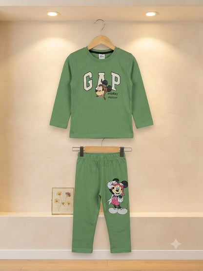 Kids Full Sleeves Printed Pajama Set Mermaid Green - Sunshine