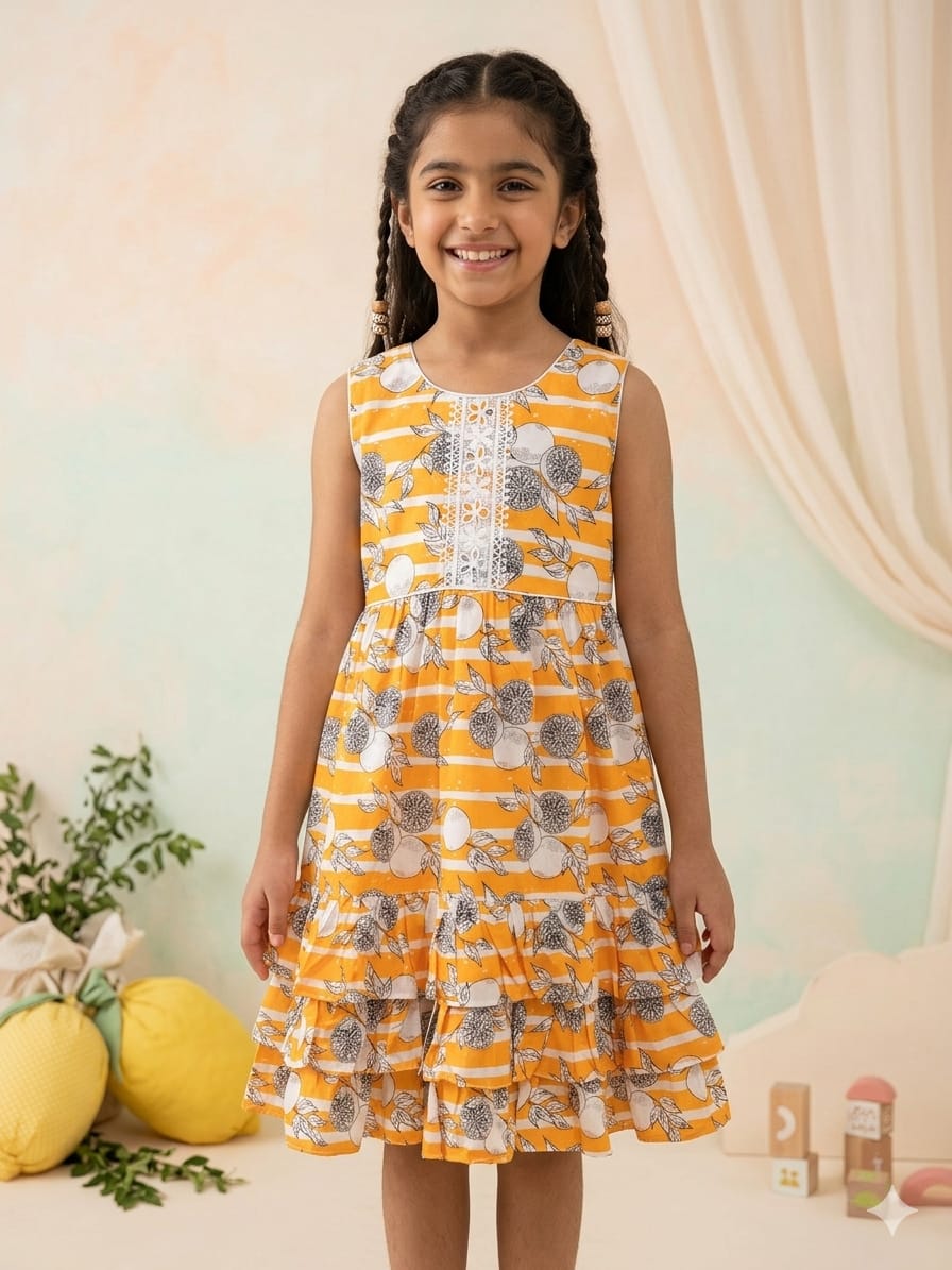 Baby Girl Orenge Floral Frock