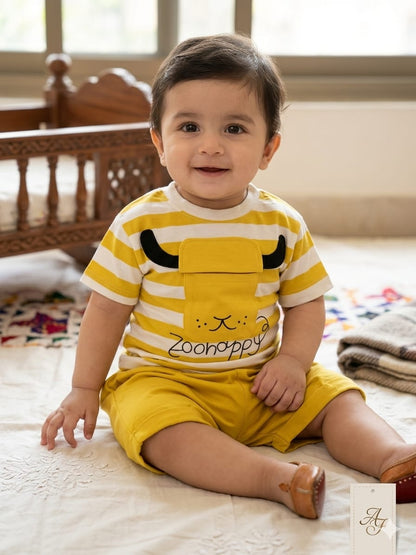 T-Shirt & Short Set wide  Stripes yellow